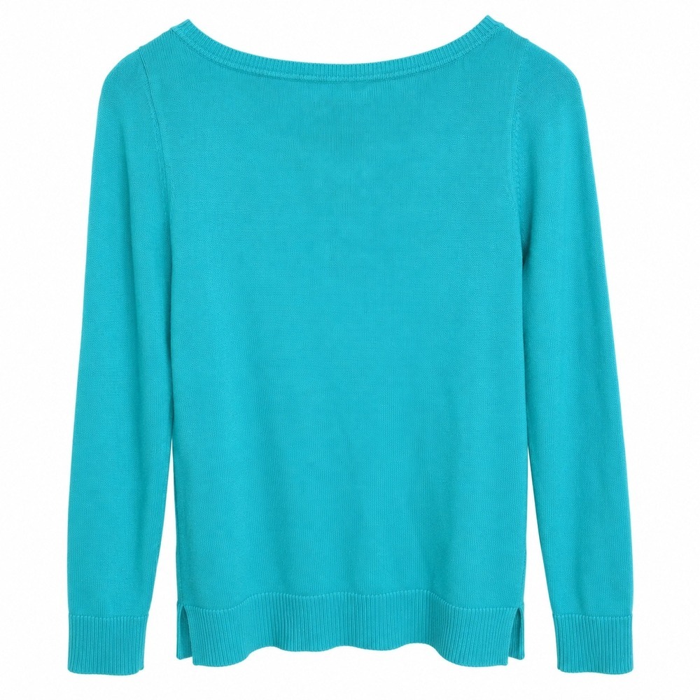Lilly Pulitzer Sweater Women Large Teal "How Long Til Summer" Knit - Picture 4 of 4